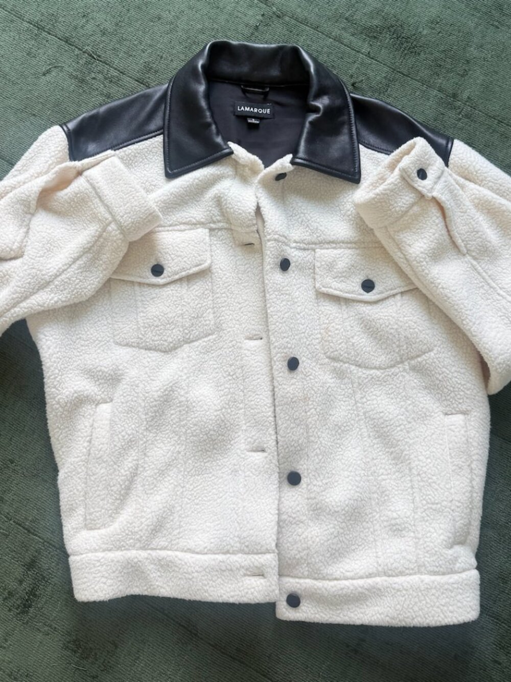LAMARQUE NWOT TEDDY LINN POLAR FLEECE JACKET B&W